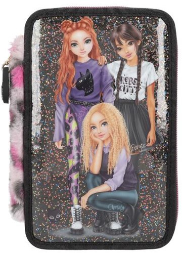 Depesche TOPModel estuche 3 compartimentos Rebel Kitty multicolor lleno-2