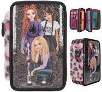 Depesche TOPModel estuche 3 compartimentos Rebel Kitty multicolor lleno