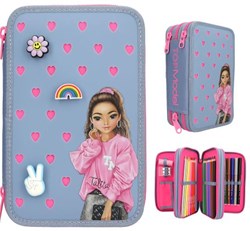 Depesche TOPModel estuche 3 compartimentos azul con pins y material escolar