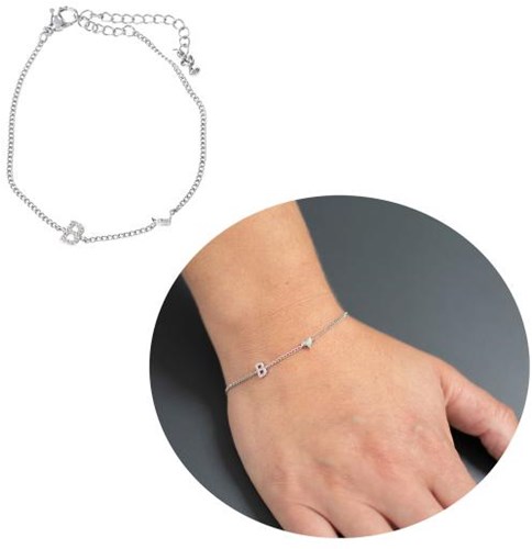 Depesche pulsera plateada con colgante L - joya de amistad regalo-3