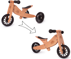 Kinderfeets Bicicleta de equilibrio de madera 2 en 1 y triciclo desde 1 año Tiny Tot - Bambú