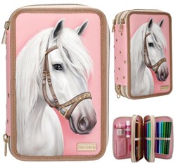 Depesche Miss Melody estuche 3 compartimentos rosa caballo clásico lleno