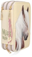 Depesche estuche Miss Melody 3 compartimentos cabeza de caballo amarillo escolar completo-3