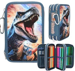 Depesche estuche dinosaurio 3 compartimentos para niños - accesorio escolar