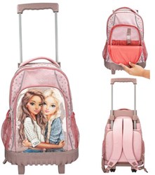 Depesche TOPModel mochila trolley DOTS rosa con ruedas y lunares