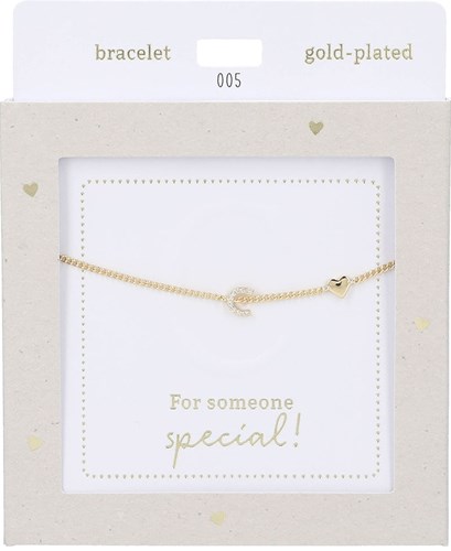 Depesche pulsera Heart of Gold dorada con letra C y cristal