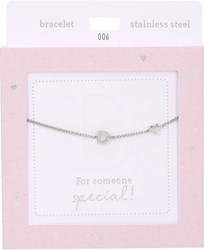 Depesche pulsera plateada Heart of Gold con letra D y circonita