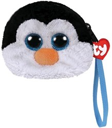 Cartera de peluche pingüino Waddles con correa negra blanca