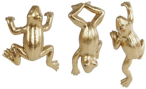 Beeld Kikker polystone 6,5x8cm goud