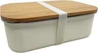 Smikkels fiambrera - tapa de bambú - blanco - acero inoxidable 900ml-2