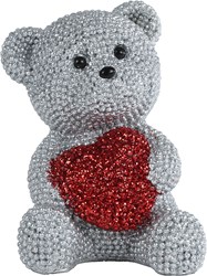 Van Manen escultura juguete oso corazón plata polystone decoración
