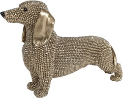 Van Manen escultura perro salchicha oro polystone figura decorativa regalo