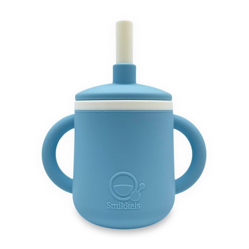 Smikkels - Taza infantil de silicona con orejas - Azul