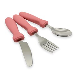 Smikkels cubiertos infantiles silicona 3 piezas rosa - set bebé