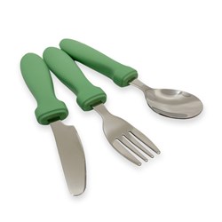 Smikkels - Cubiertos infantiles de silicona 3 piezas - Verde