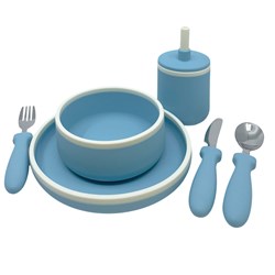 Smikkels vajilla infantil de silicona azul - set de mesa duradero