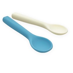 Smikkels cucharas de silicona set azul - cubiertos bebé sin BPA