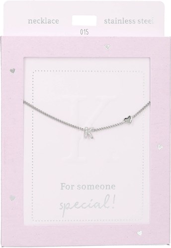 Collar Depesche Heart of Gold plateado con letra K y cristal