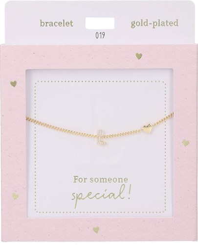 Depesche pulsera Heart of Gold con letra L en acero dorado