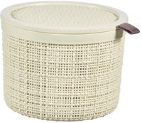 Curver cesta de almacenamiento yute redonda 2L blanca - cesta de juguetes sostenible