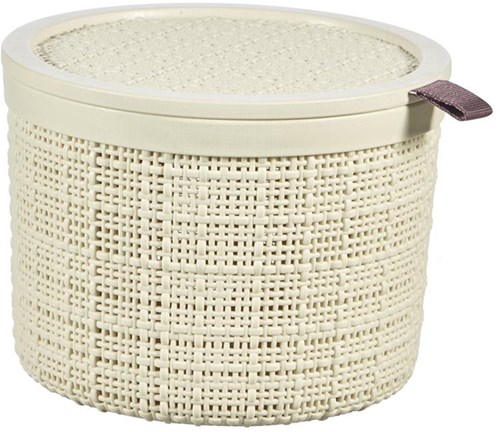 Curver cesta de almacenamiento yute redonda 2L blanca - cesta de juguetes sostenible