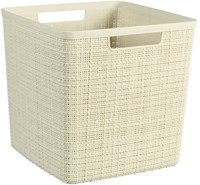 Curver cesta de almacenamiento yute cuadrada 17L blanco roto plástico reciclado