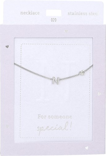 Collar Depesche Heart of Gold plateado con letra N mujer
