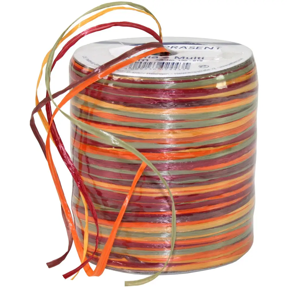 Vedes cinta rafia multicolor 50 metros naranja verde oliva burdeos