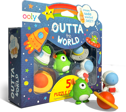 Ooly gomas perfumadas set - tema espacial - 5 piezas - gomas puzzle