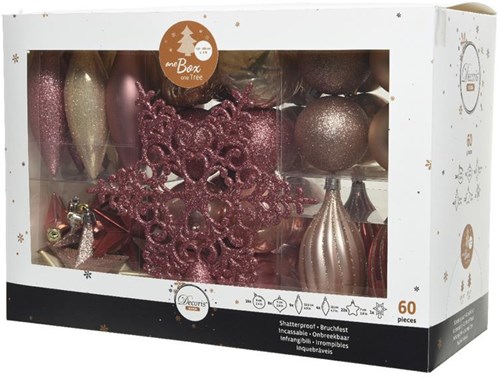 Decoris bolas de Navidad plástico 60 piezas set decoración rosa