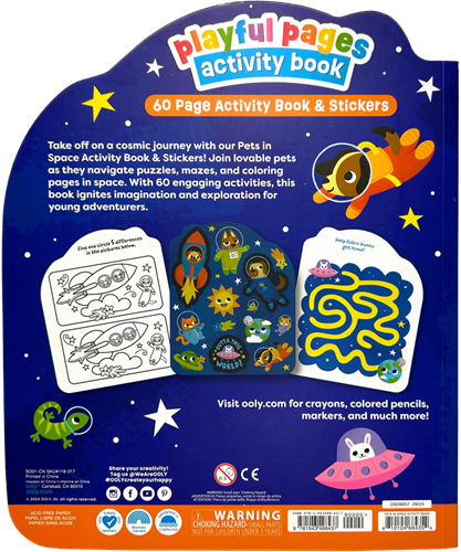 Ooly libro de actividades mascotas en el espacio con pegatinas y juegos-2