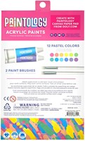 Ooly set de pinturas acrílicas colores pastel - 12 colores y 2 pinceles pintura-2