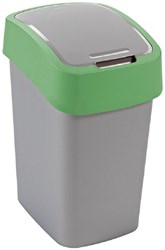 Curver cubo de basura Flip Bin 45L plata verde - papelera plástica