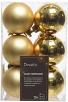 Decoris bolas de Navidad plástico oro 12 unidades 6cm decoración árbol