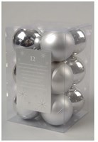 Decoris bolas de Navidad plástico 12 piezas plata 6cm árbol