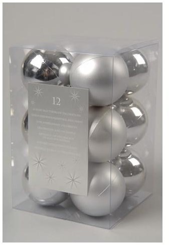 Decoris bolas de Navidad plástico 12 piezas plata 6cm árbol