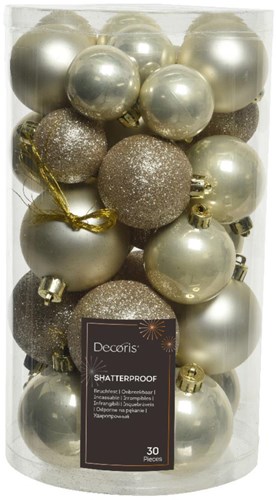Decoris bolas de Navidad plástico mezcla perla 30 piezas multicolor