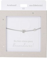 Depesche pulsera plateada con colgante R y corazón - joya de la amistad