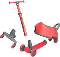 Yvolution patinete infantil Y Glider Luna 5-en-1 rojo - Patinete ride-on con almacenamiento