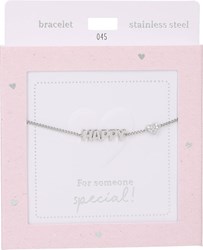 Depesche pulsera plateada Heart of Gold Happy - joya para mujer regalo