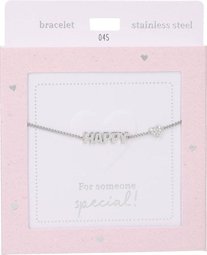 Depesche pulsera plateada Heart of Gold Happy - joya para mujer regalo
