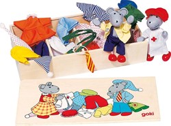 Goki ratones casa de muñecas juguete de madera con ropa y accesorios
