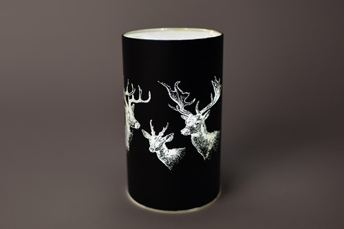 Iluminación ambiental LED Ciervo vidrio negro mate decoración 9x9x15cm-3