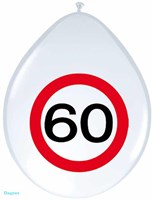 ballon 30cmverkeersbord 60jaar pak a 8st