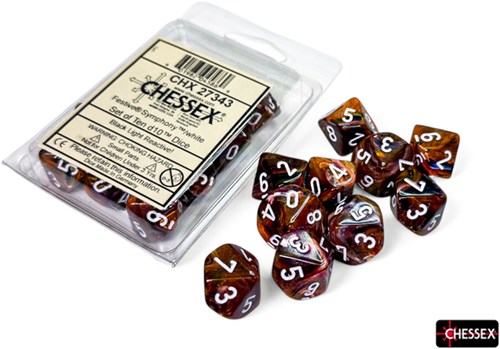 Chessex set de dados D10 Symphony blanco - 10 piezas - juego de dados-2