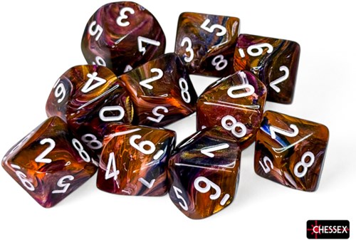 Chessex set de dados D10 Symphony blanco - 10 piezas - juego de dados
