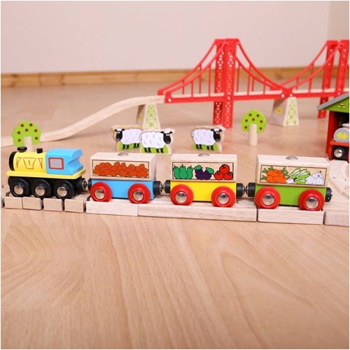 BigJigs tren de madera frutas y verduras - tren de juguete 31 cm-3