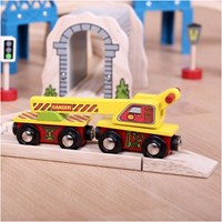 BigJigs vagón de madera con grúa - accesorio para tren de juguete-3