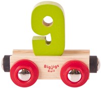 BigJigs vagón numérico tren de madera número 9 juguete colorido