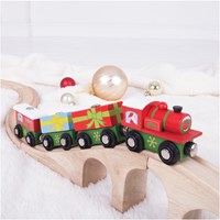 BigJigs tren de Navidad de madera juguete - set de tren regalo festivo-2